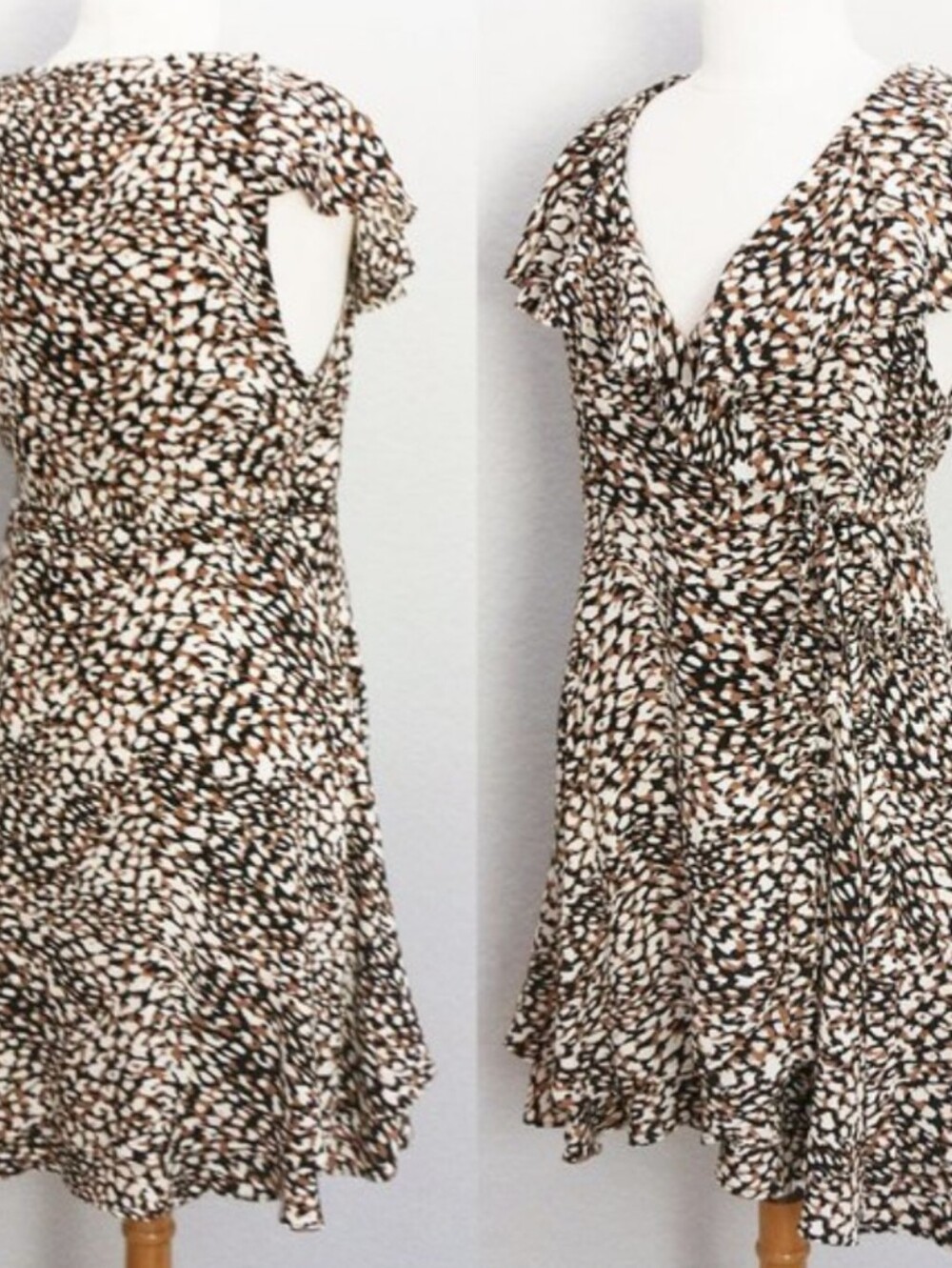 Free People French Quarter Mini Dress  True Wrap Jet Combo Abstract Animal Small - Picture 8 of 12